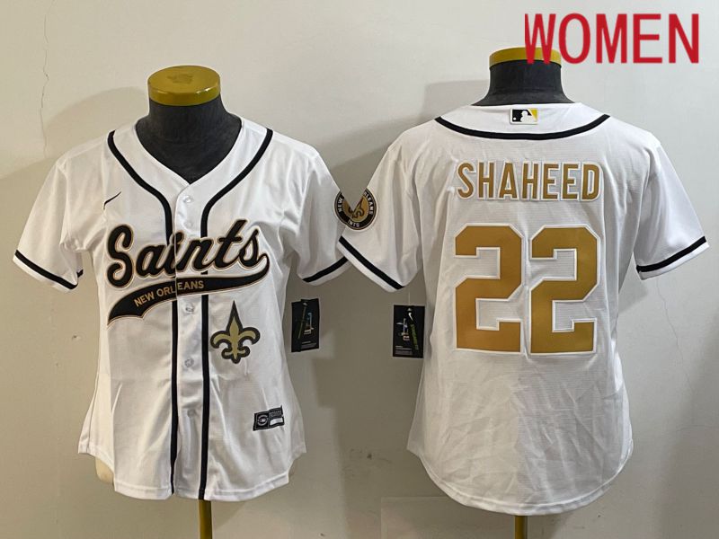 Women New Orleans Saints #22 Shaheed White Joint Name 2024 Nike Limited NFL Jersey style 3